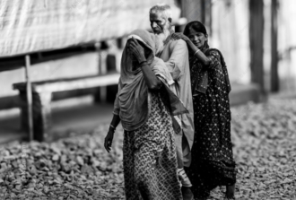 Three Figures on a Rocky Path - Fine Art Photography Print, Limited Edition Photography, Museum-Quality Artwork, Black and White Photography, Photography for Collectors