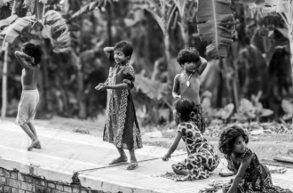 Children's Game on the Embankment - Children's Photography, Fine Art Prints, Childhood Joy Photography, Visual Storytelling, Candid Photography, Embankment Scene