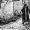 A Woman at Rest, a Mother and Child Walking
