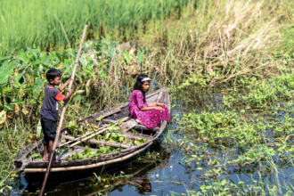 Children Navigating the Green Waterway