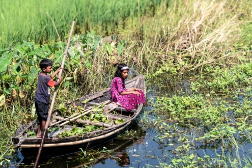 Children Navigating the Green Waterway