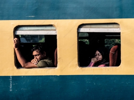 Passengers in Teal and Gold