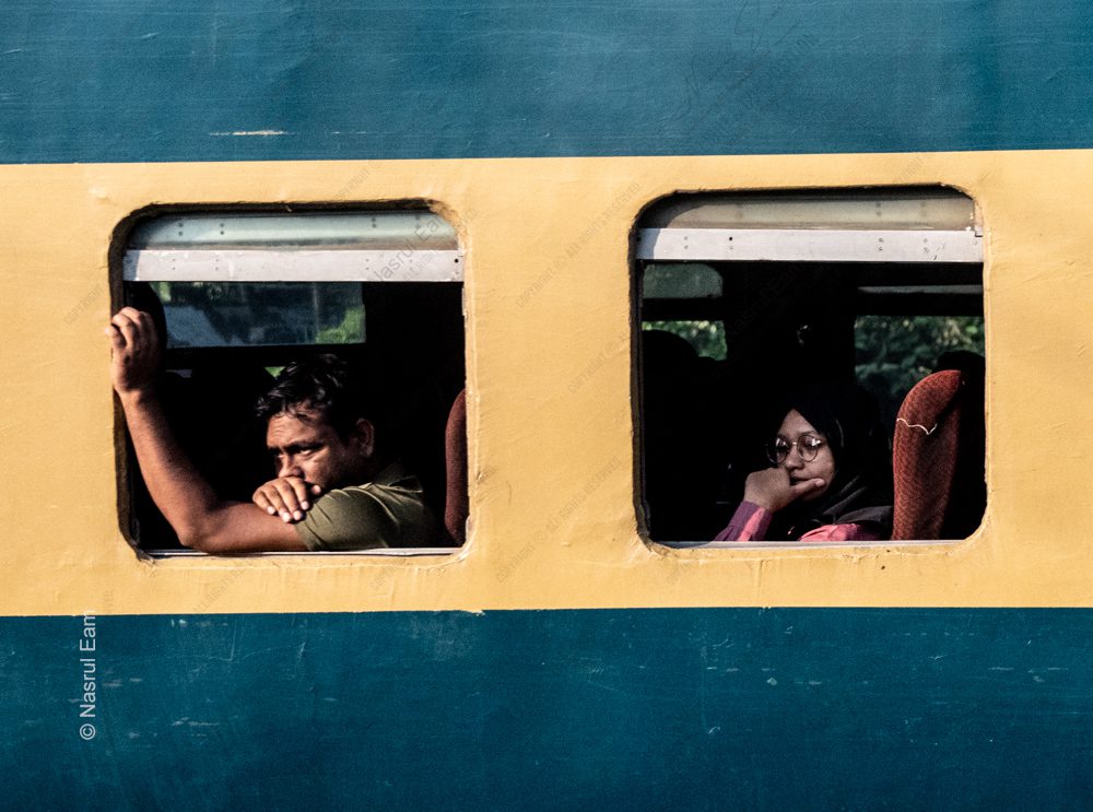 Passengers in Teal and Gold