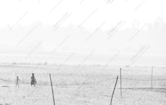 A Woman and Child Through the Hazy Field
