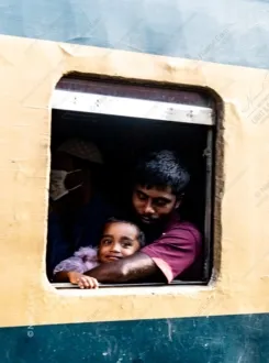 Father and Child at the Train Window